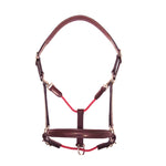 Silver Crown Leather Classic Headcollar Conker Tan Brown with Red Rope