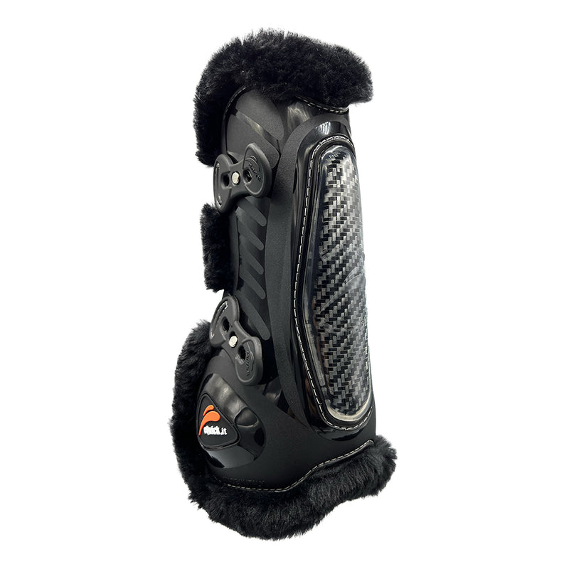 equick ecarbon shock tendon boots black with black fluffy lining