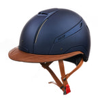 JS Lady Riding Helmet with Wide Leather Peak Blue